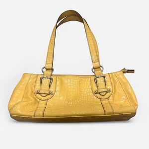 Yellow Crocodile-Embossed Women's Handbag